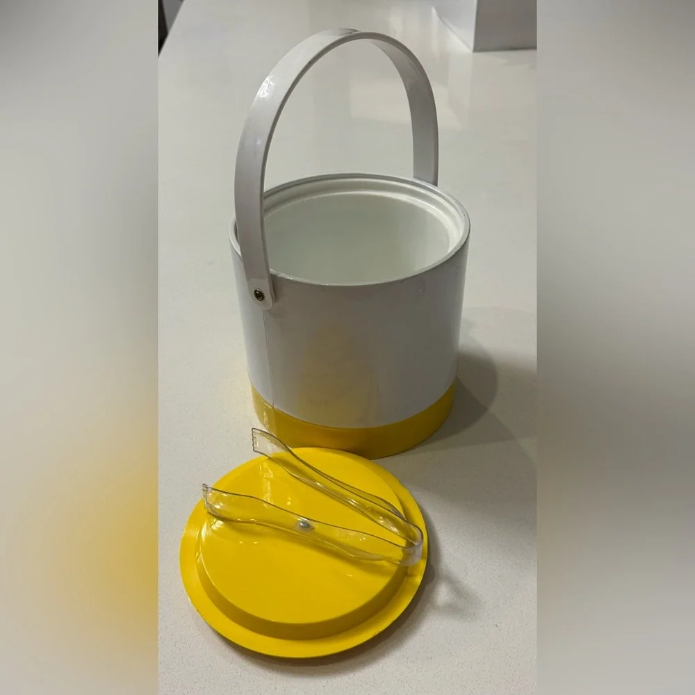 MCM Vintage Ice Bucket‎ Vinyl White Yellow